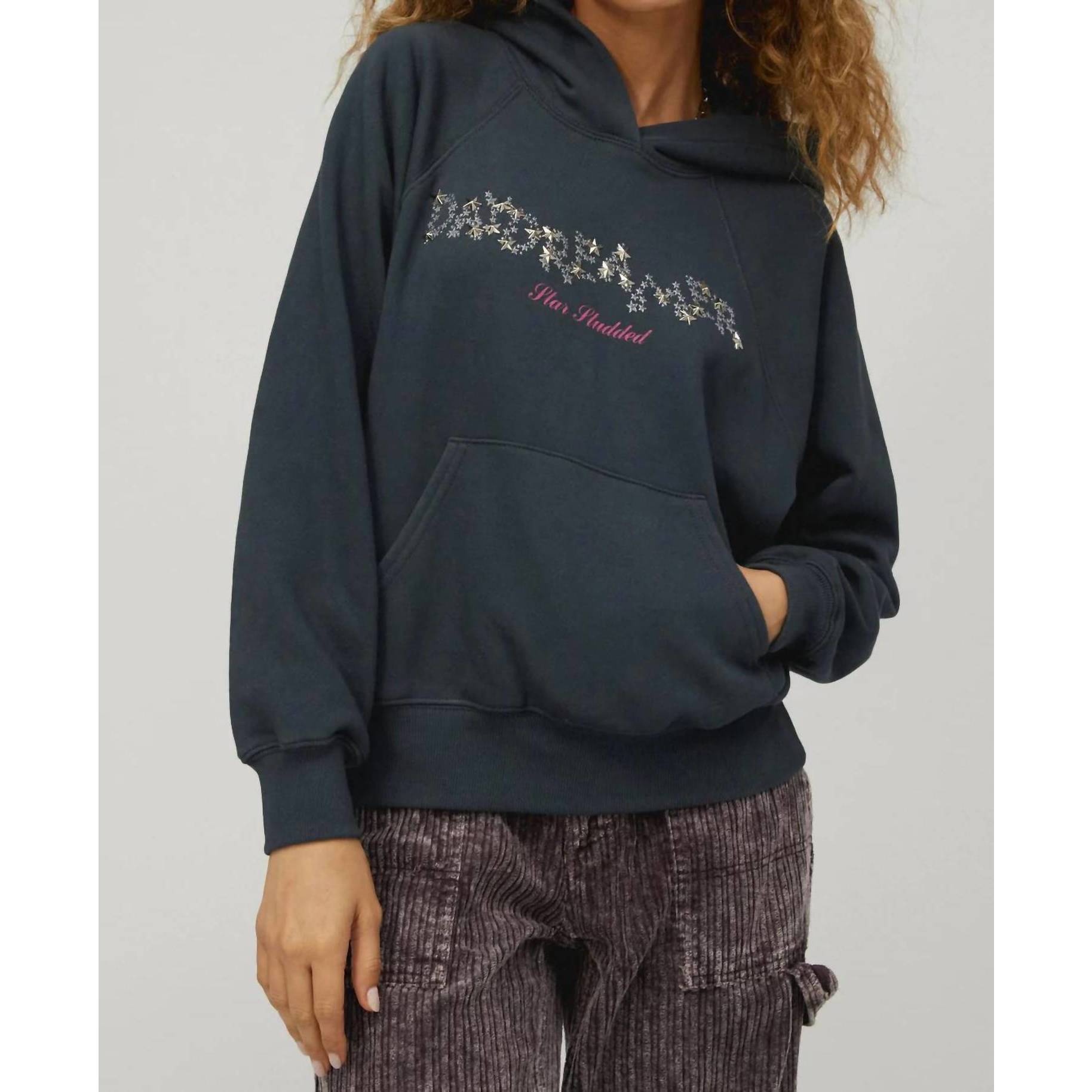 New Daydreamer Star Studded Hoodie In Vintage Black